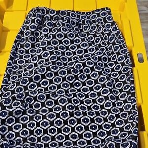 Navy and White Geometric Pant